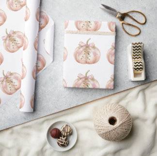 Papel De Presente Shabby Chic Rosa Floral Abóbora Coquette Outono