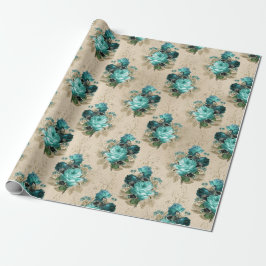 Papel De Presente Shabby Floral Aqua Series Design 3