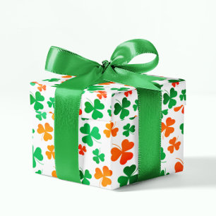 Papel De Presente Shamrock Clover Green Orange White Ireland Flag