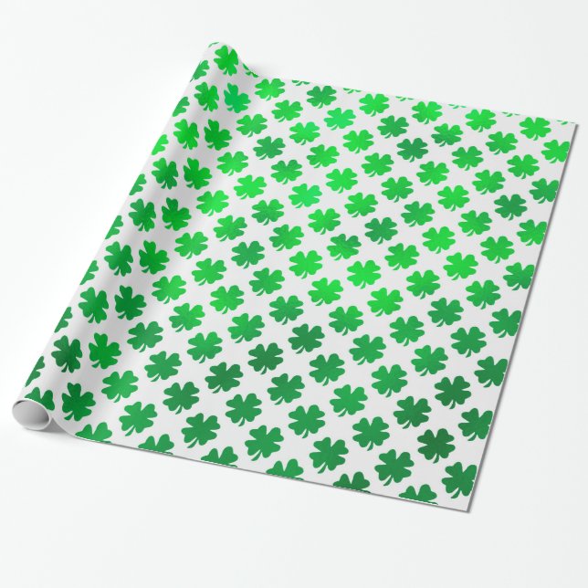 Papel De Presente Shamrock Metálico Verde Faux Quatro Folheto (Desenrolado)