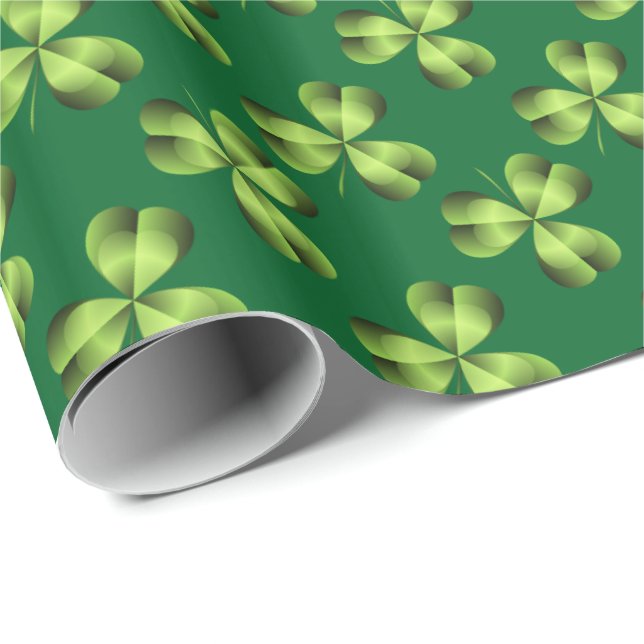 Papel De Presente Shamrock Three Leaf Clover Graphic (Ponta do rolo)