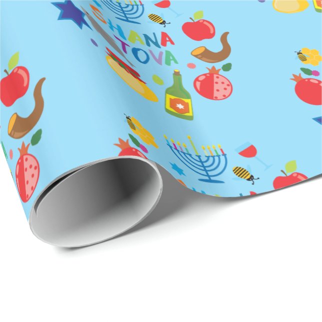 Papel De Presente Shana Tova 2.1 círculos - azul bebê (Ponta do rolo)