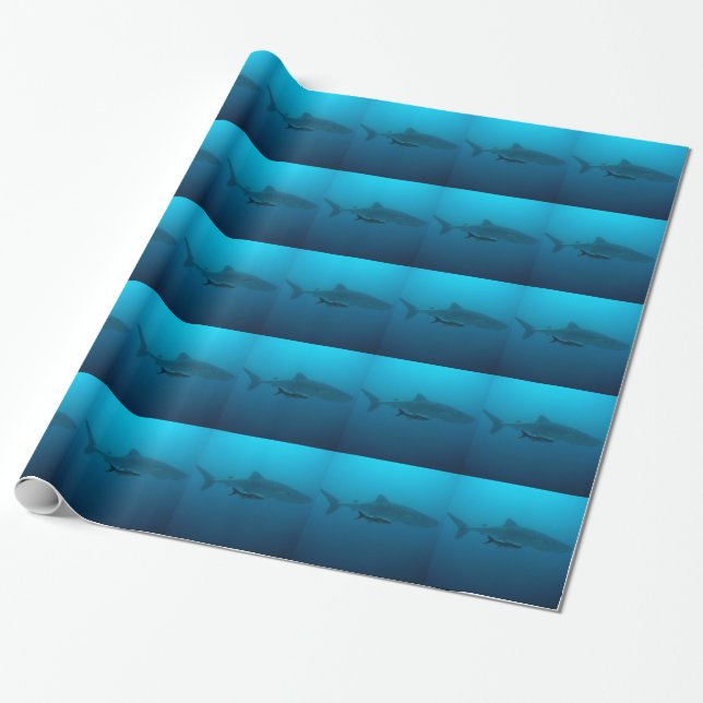 Papel De Presente Shark Fish Ocean Water Tropical Beach Peace Love (Desenrolado)