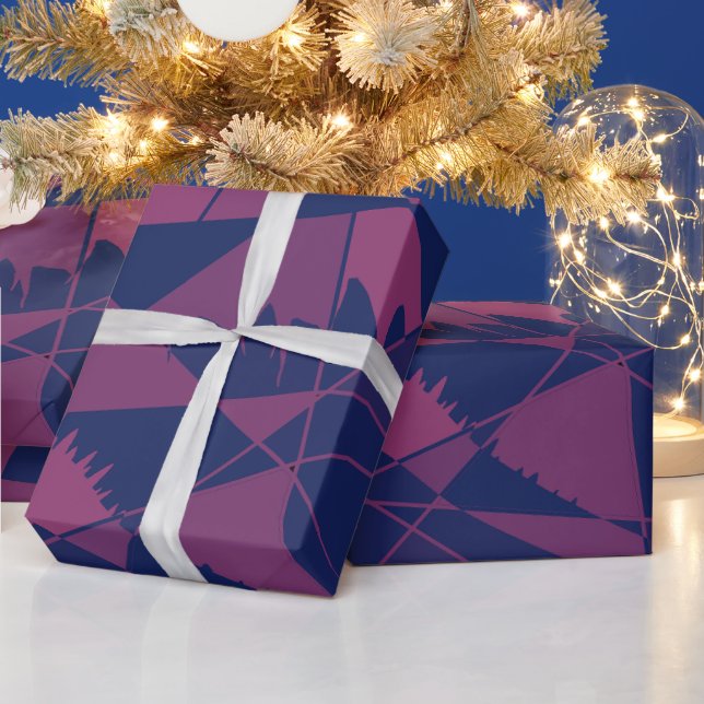 Papel De Presente Shattered Blue Red  (Feriados)