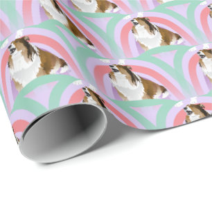Papel De Presente Sheltie Dog Rainbow Purple Birday