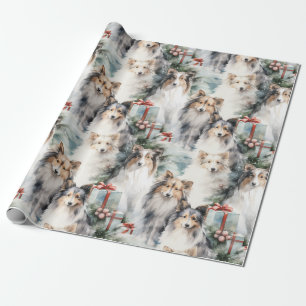 Papel De Presente Sheltie Natal
