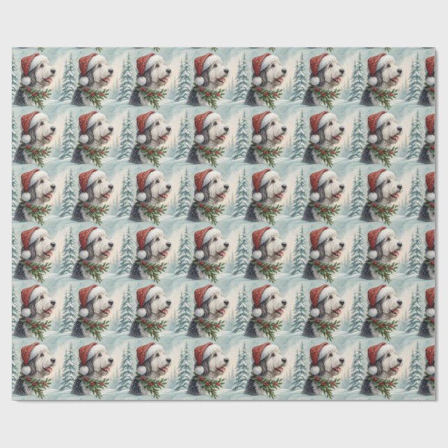 Papel De Presente Shepadoodle Christmas Wrapping Paper (Aberto)