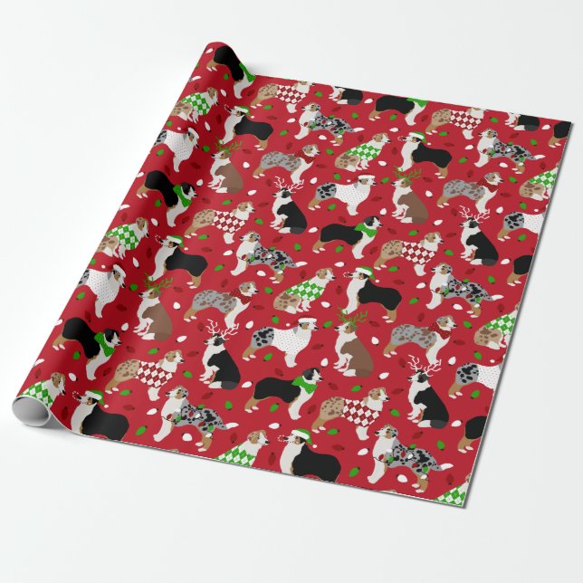 Papel De Presente Shepherd australiano de Natal (Desenrolado)