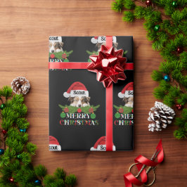 Papel De Presente Shepherd australiano personalizado Feliz Natal