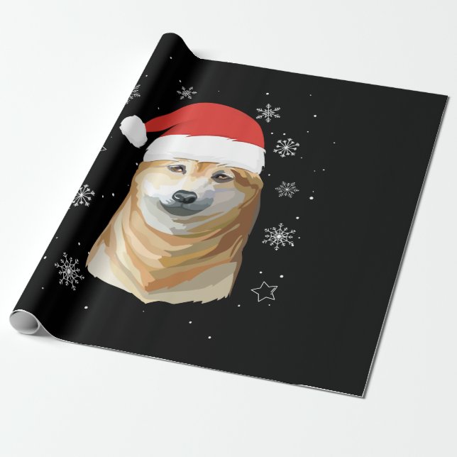 Papel De Presente Shiba Inu Santa Christmas Kids Boys Girls Gift (Desenrolado)