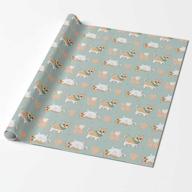 Papel De Presente Shiba Inu Wrapping Paper (Desenrolado)