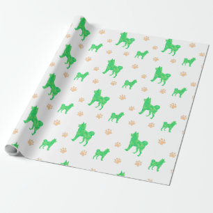 Papel De Presente Shiba Inu Wrapping Paper - Presente Verde Mínimo