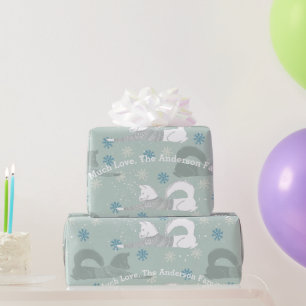Papel De Presente Shiba, Nome Da Família Floco De Neve Azul, No Azte