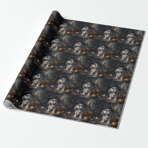 Papel De Presente Shih Tzu Abóboras Halloween Assustador