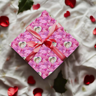 Papel De Presente Shimmering Foto Personalizada de Corações Rosa