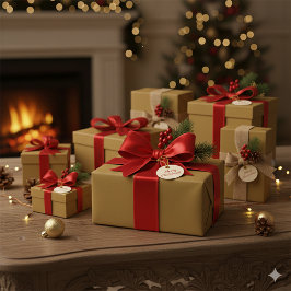 Papel De Presente Shimmering Gold Christmas Celebration Gift Paper