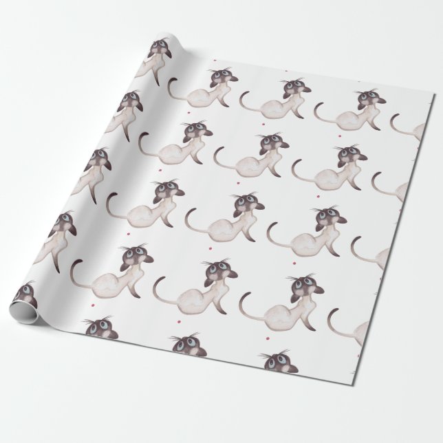 Papel De Presente Siamese Cat (Desenrolado)