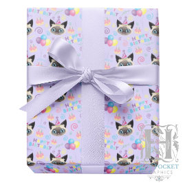 Papel De Presente Siamese Cat Wrapping Paper in Purple