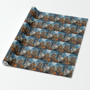 Papel De Presente Siberian Cat Halloween Spooky