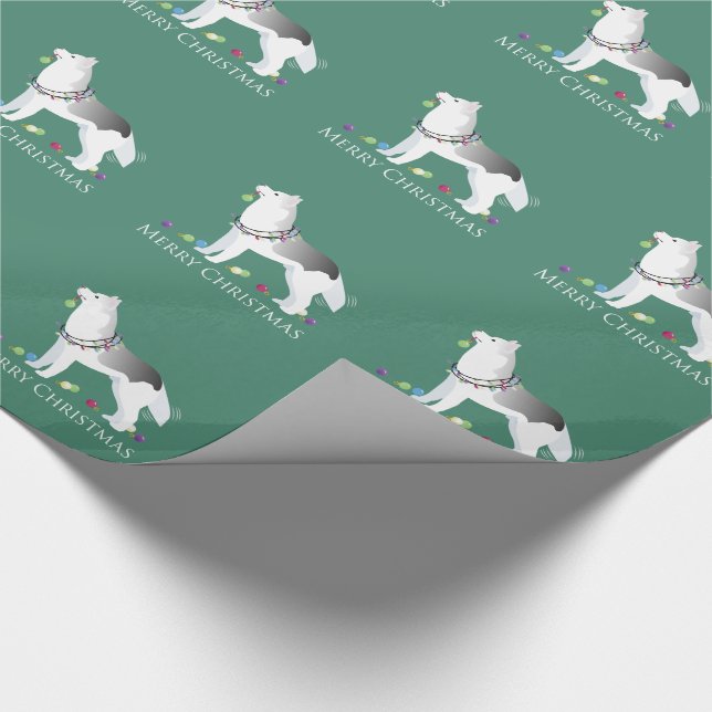 Papel De Presente Siberian Husky Merry Christmas Design (Ponta)