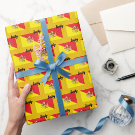 Papel De Presente Sicily Wraptor Paper, Siciliana Flag Patriotic