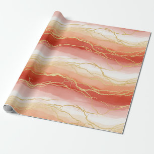 Papel De Presente Siena e mármore Taupe luxuoso com veias douradas