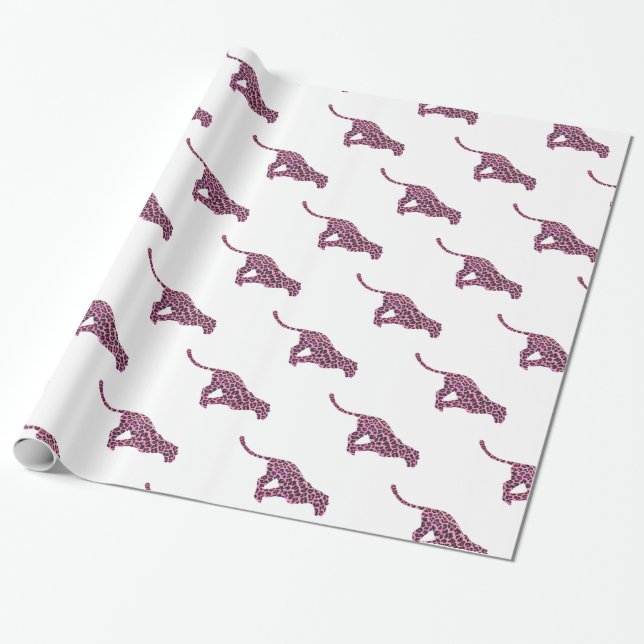 Papel De Presente Silhouette Pink e Black Leopard (Desenrolado)