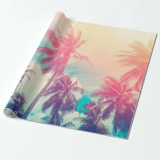 Papel De Presente Silhouette tropical palm tree with sun light on su