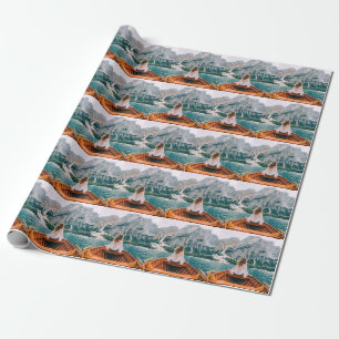Papel De Presente Silhouette Woman Alpha Lake Nature