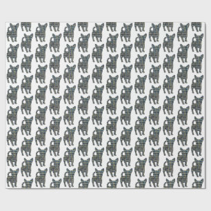 Papel De Presente Silhueta de Cachorro Chihuahua Y&B Linha de Grade 