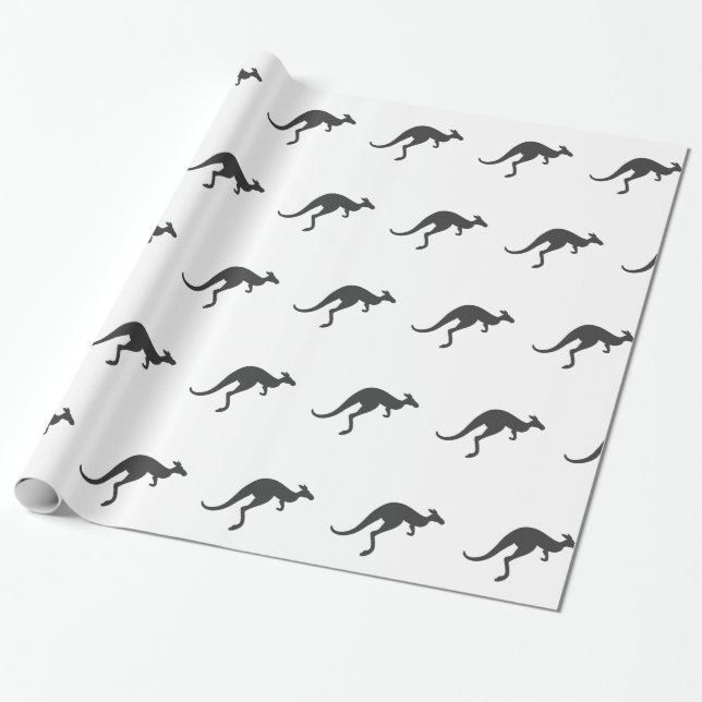 Papel De Presente silhueta de canguru - Escolha a cor de fundo (Desenrolado)