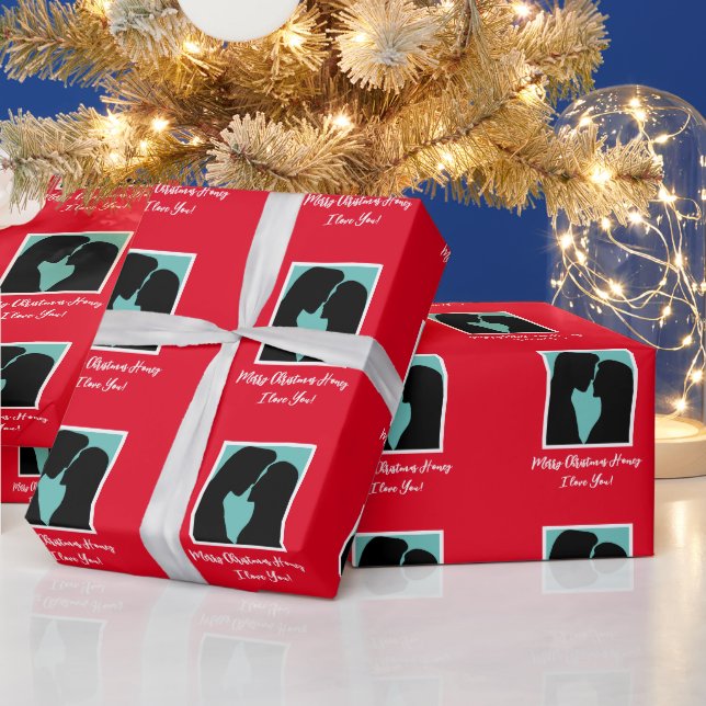 Papel De Presente Silhueta de casal romântica personalizada no Natal (Feriados)