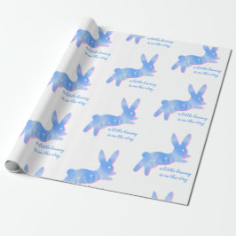 Papel De Presente Silhueta de Coelho Azul Fofa para Chá de Bebê Masc