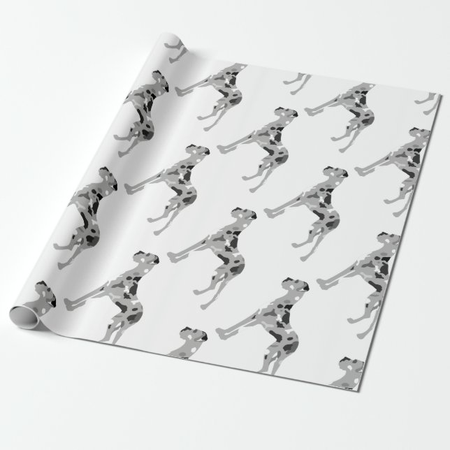 Papel De Presente Silhueta de Dogue Alemão cinza (Desenrolado)