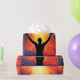 Papel De Presente Silhueta de Homem Espiritual Erguendo os Braços