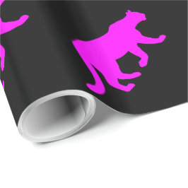 Papel De Presente Silhueta de Leão-da-Montanha Puma Cougar Magenta