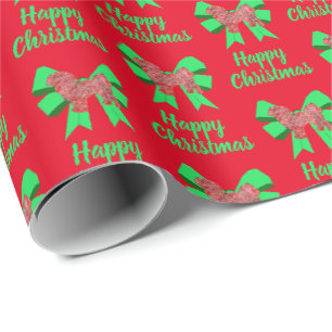 Papel De Presente Silhueta de Shih Tzu Natal Cachorro & Laço Verde V