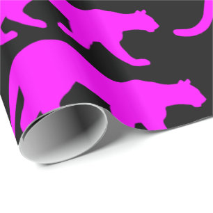Papel De Presente Silhueta magenta do puma