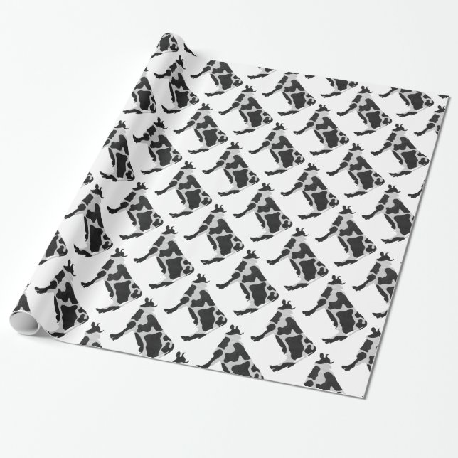 Papel De Presente Silhueta Preta e Branca (Desenrolado)