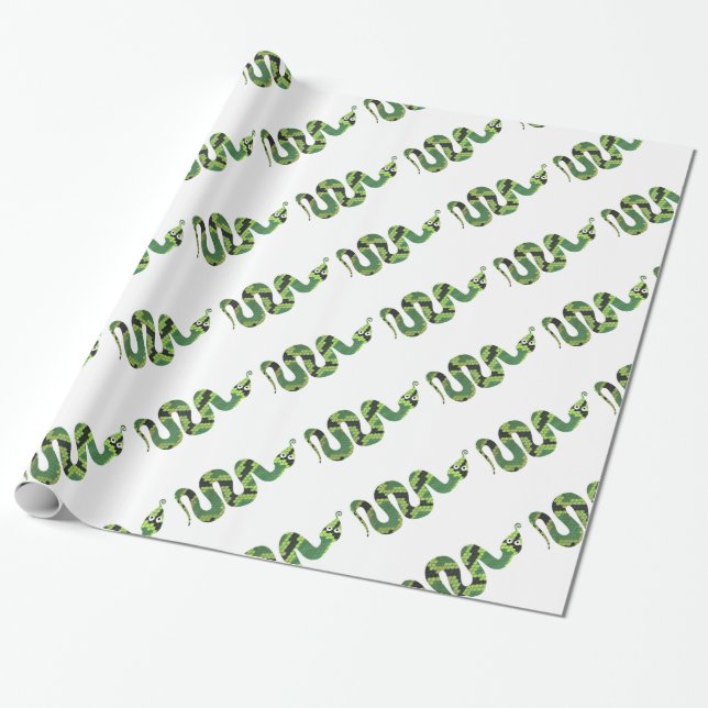 Papel De Presente Silhueta preta e verde do cobra do impressão (Desenrolado)