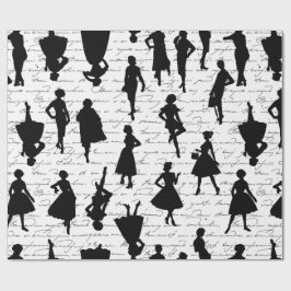 Papel De Presente silhueta vintage dos anos 1950 com meio século bra