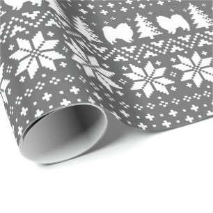 Papel De Presente Silhuetas de Cães Esquimós Americanos Natal Eskies