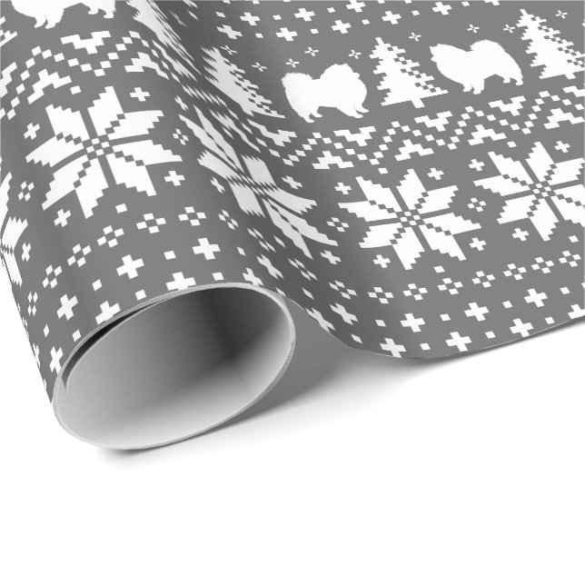 Papel De Presente Silhuetas de Cães Esquimós Americanos Natal Eskies (Ponta do rolo)