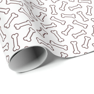 Papel De Presente Silhuetas de Ossos – Design Minimalista de Cachorr