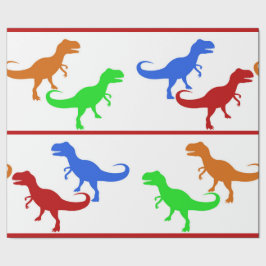 Papel De Presente Silhuetas do Dinossauro Jurássico T-Rex