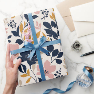 Papel De Presente Silhuetas Florais Contemporâneas Ousadas