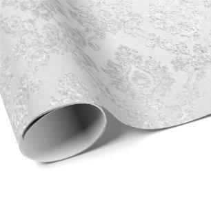 Papel De Presente Silver Confetti Damask Royal Princess Glam Vip