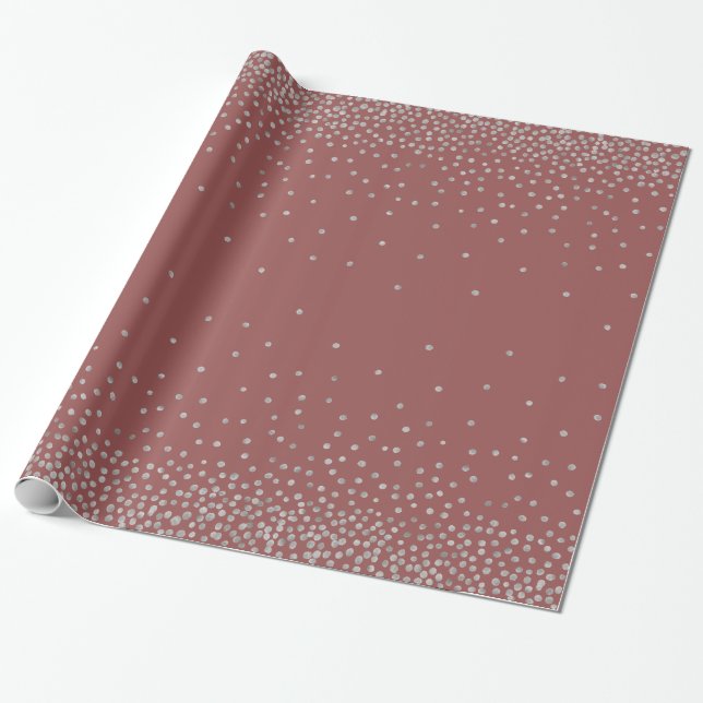 Papel De Presente Silver Confetti Sobre O Estilo De Férias Vermelhas (Desenrolado)