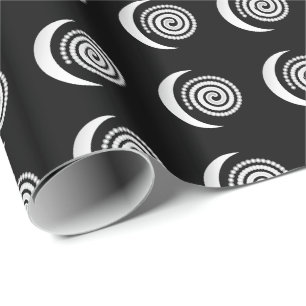 Papel De Presente Silver Moon Spiral a preto