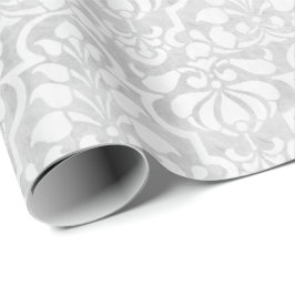 Papel De Presente Silver Vintage Victorian Damask Seamless Patterno